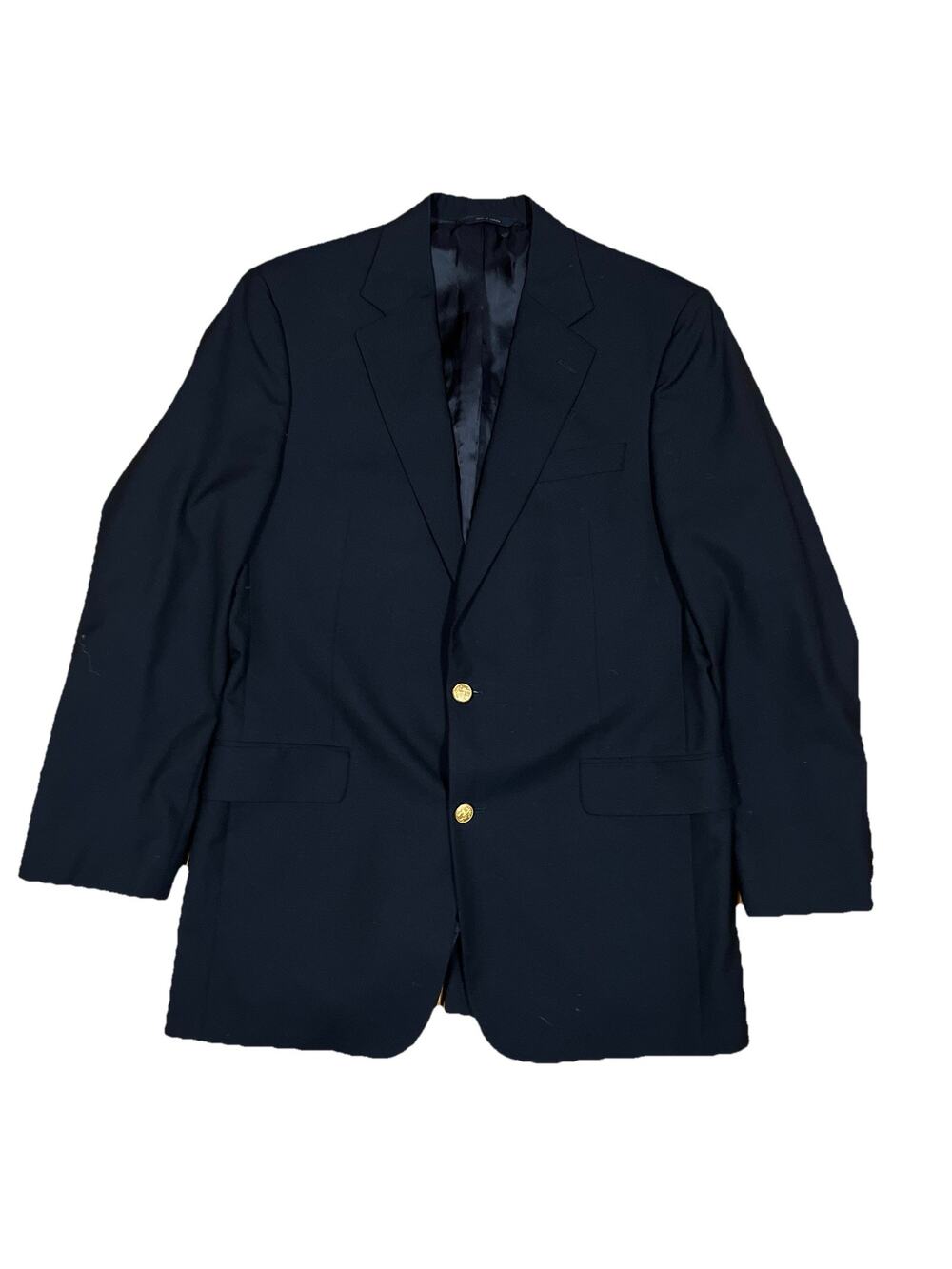 Brooks Brothers Brooksease Loro Piana Wool Blazer Gold Buttons Black‎ 41L / 21”